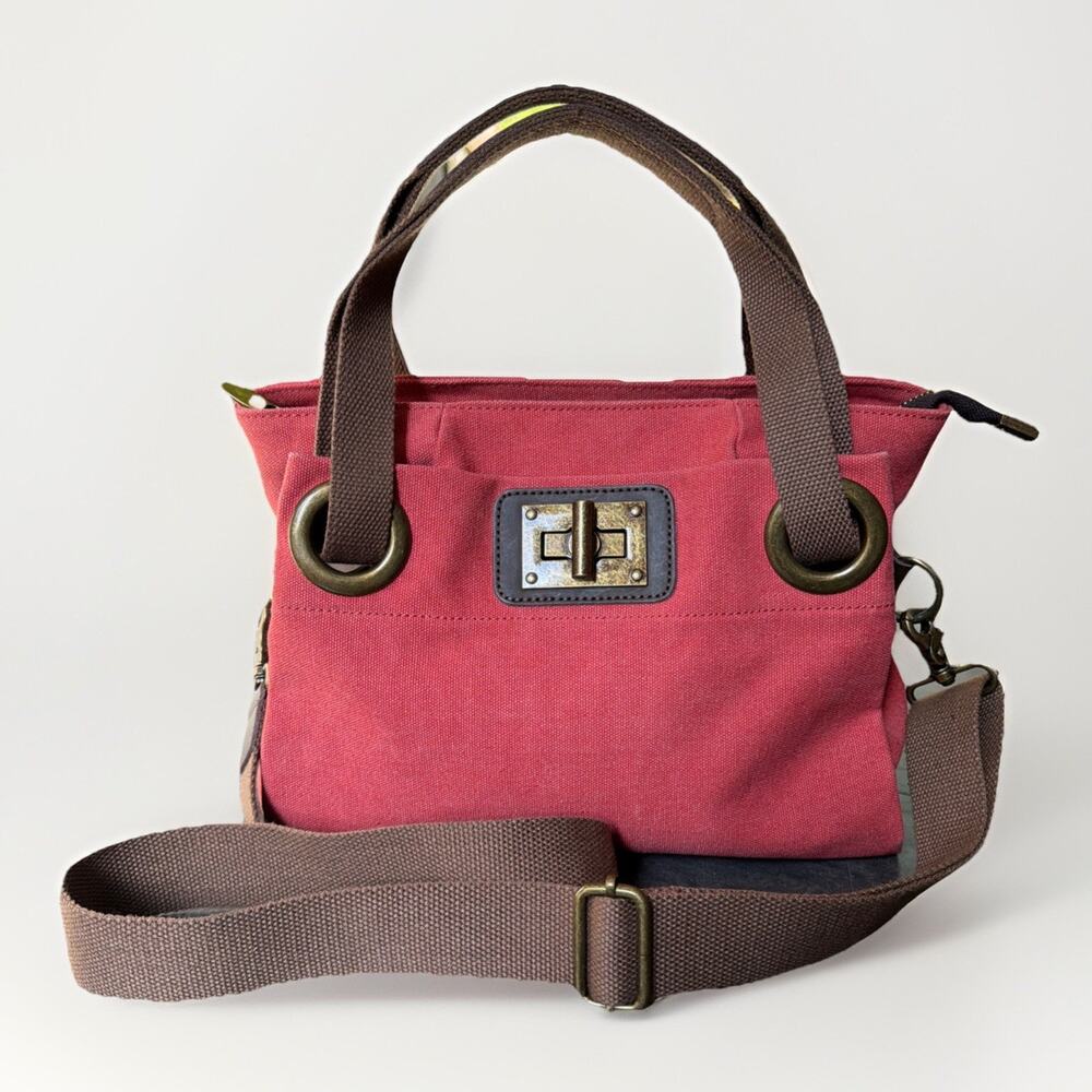 ZEDE Tote Bag Unisex PONT-DES ARTS Canvas / Leather Crossbody Zip Grommet Rose